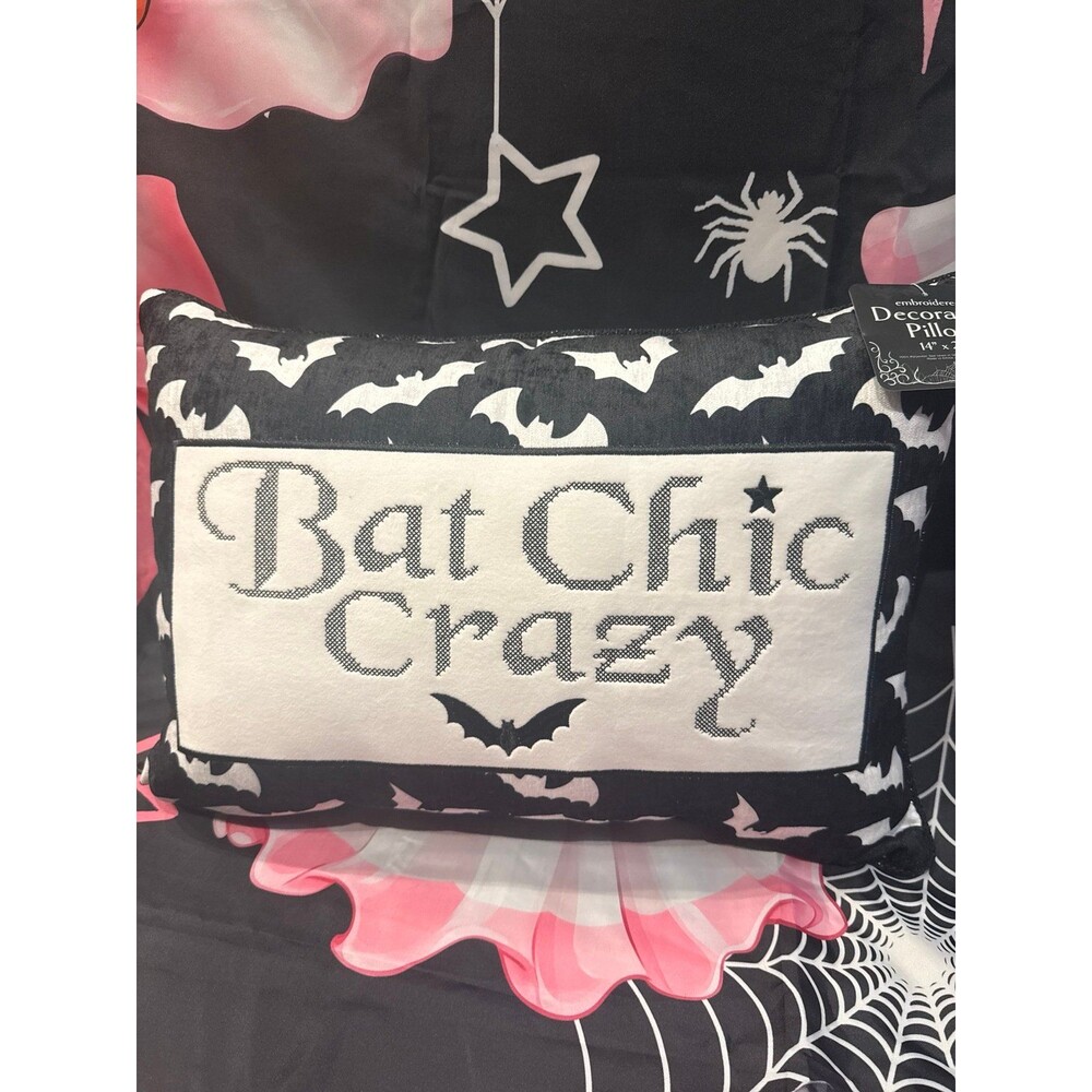 Viral " BAT CHIC CRAZY" HALLOWEEN PILLOW